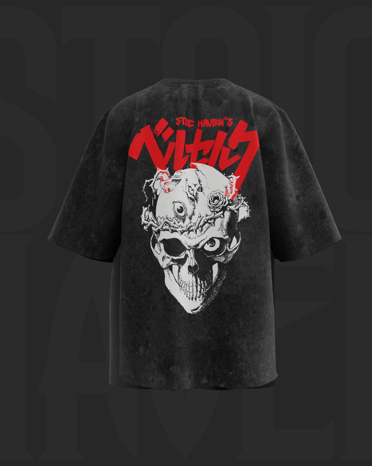 SKULL BERSERK • ACID WASHED OVERSIZED T-SHIRT
