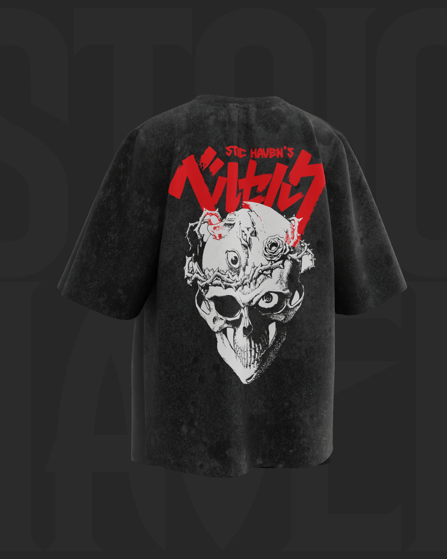 SKULL BERSERK • ACID WASHED OVERSIZED T-SHIRT