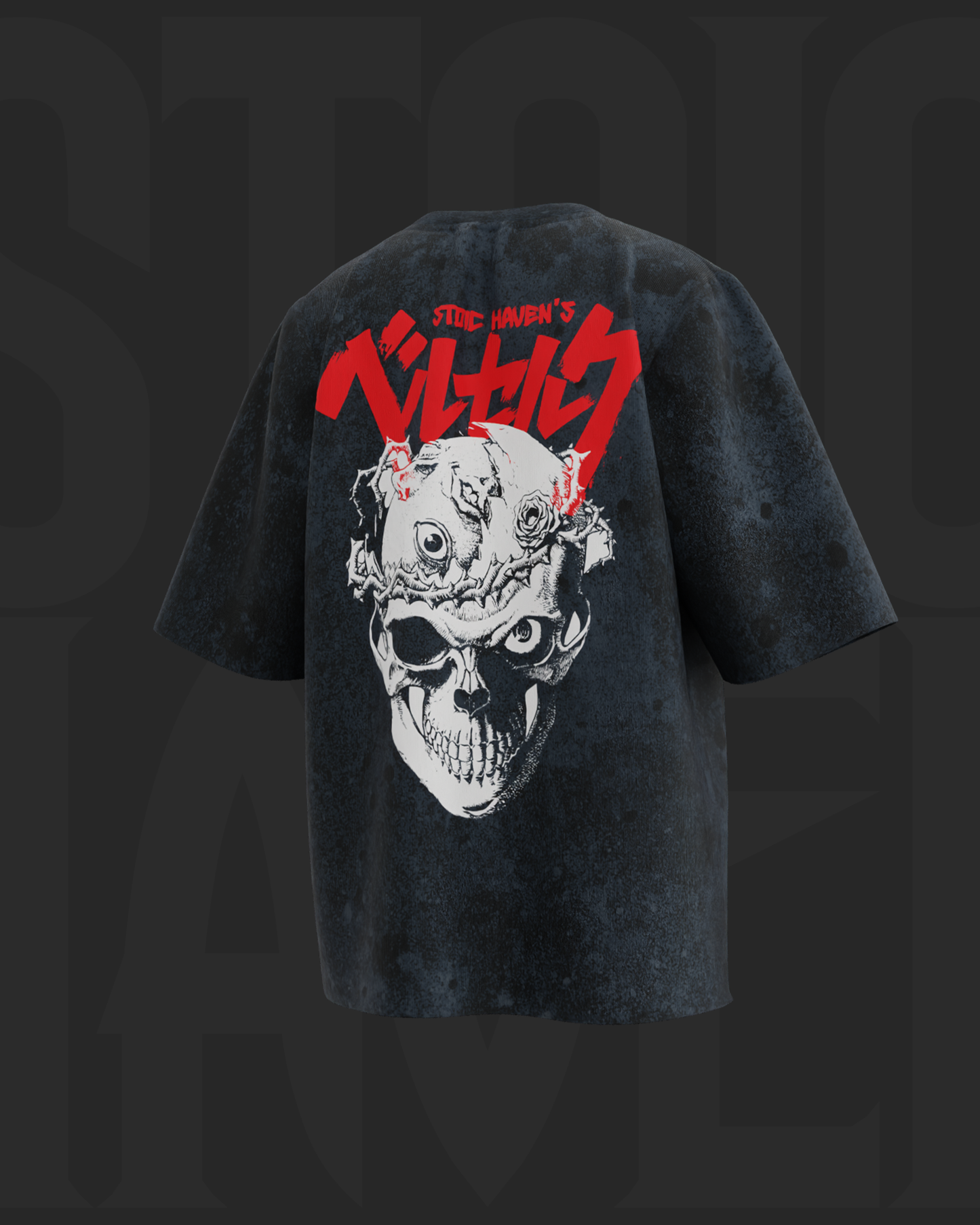 SKULL BERSERK • ACID WASHED OVERSIZED T-SHIRT