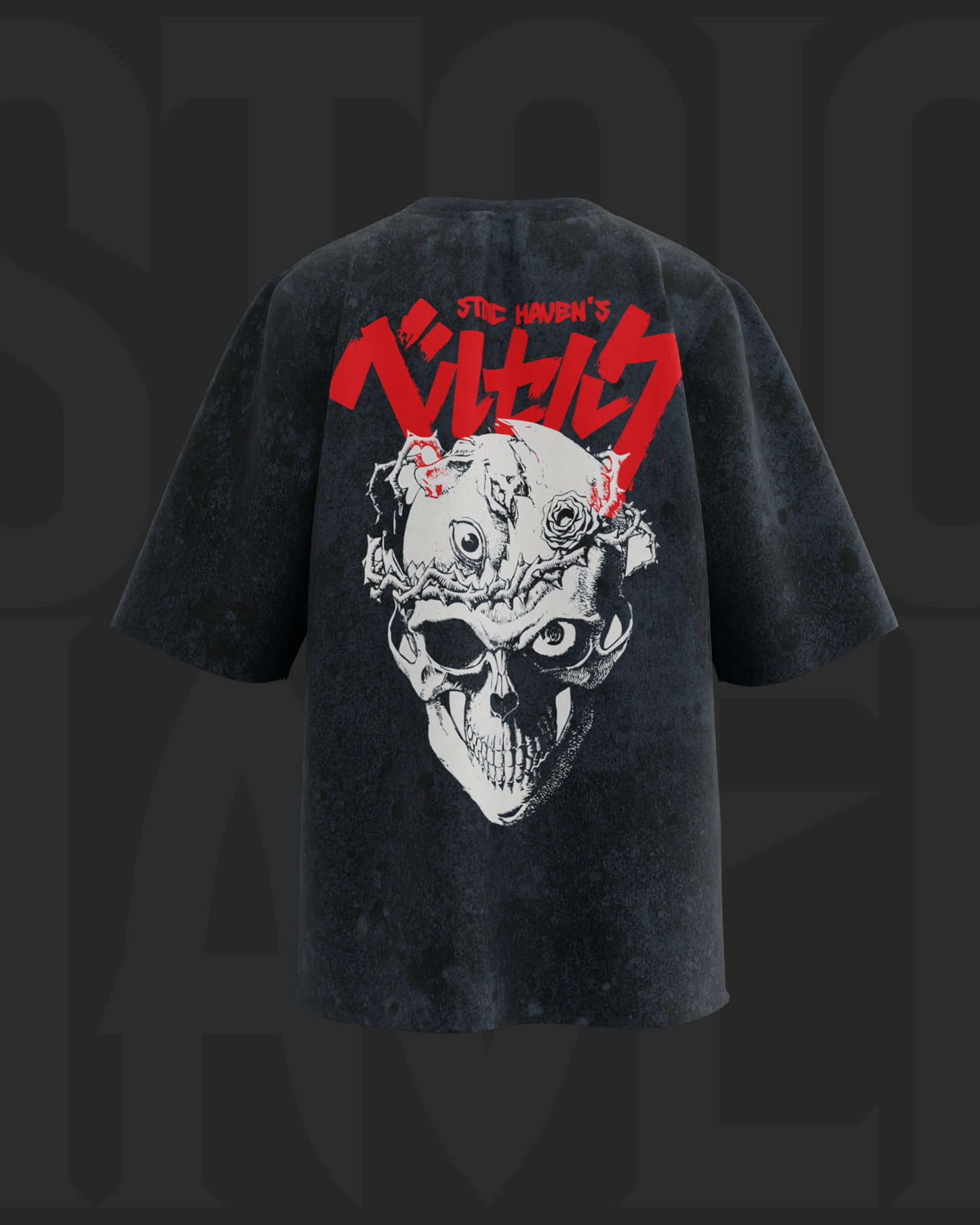 SKULL BERSERK • ACID WASHED OVERSIZED T-SHIRT