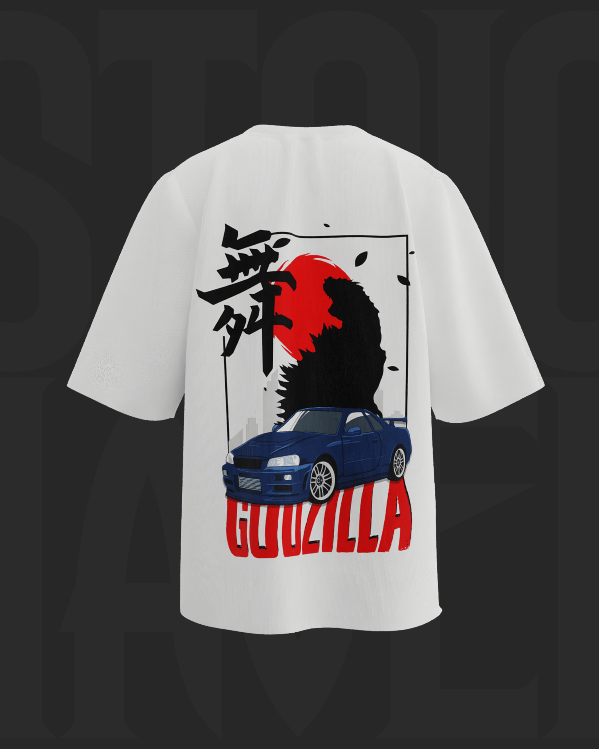  Streetwear-Inspired Godzilla Premium Oversized GTR Car T-shirt