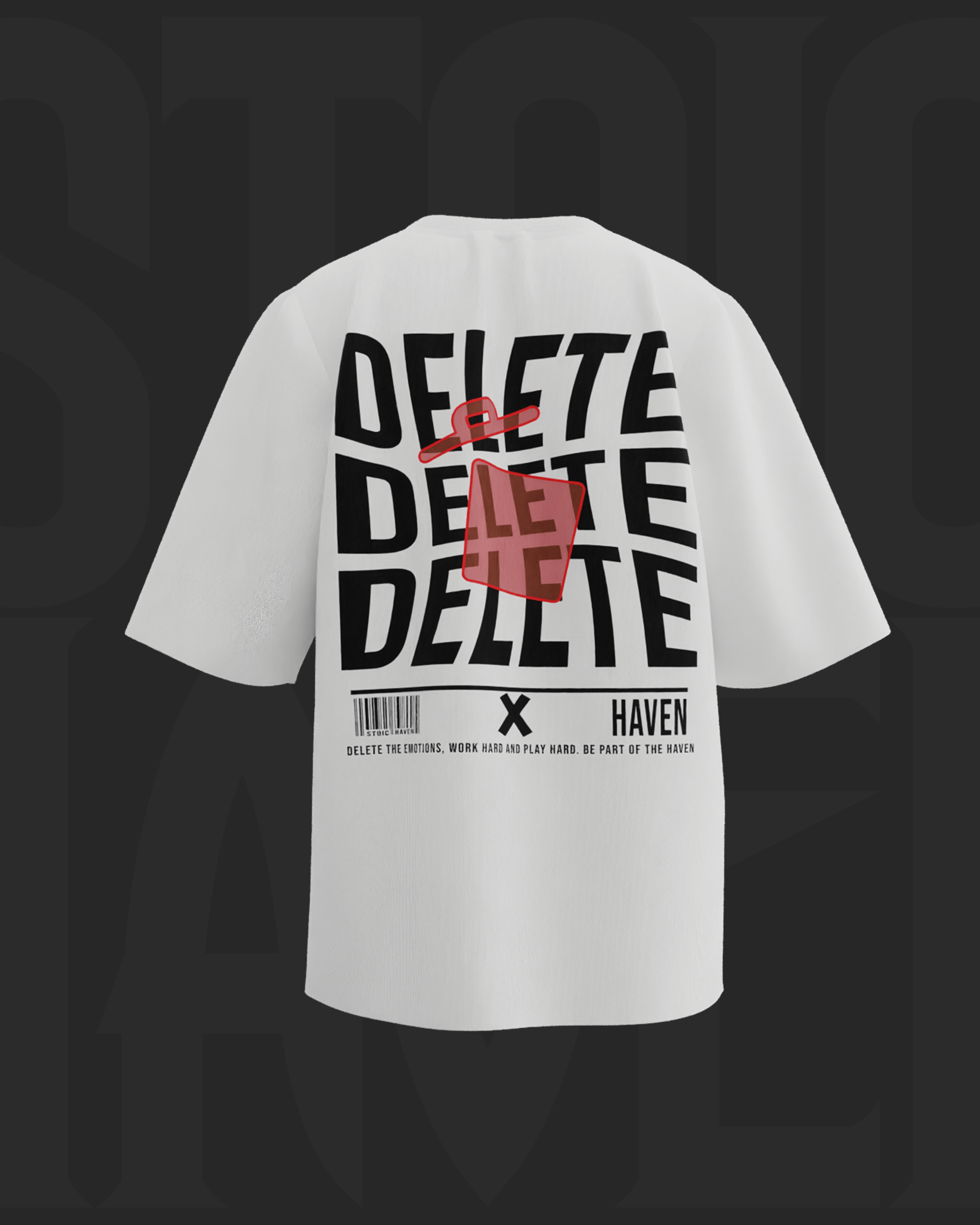 Streetwear-Inspired Delete typographic Premium Oversized T-shirt Stoic Haven