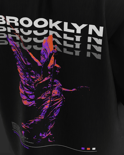 Chic and Comfortable: Brooklyn Angel Premium Black Oversized Tee Stoic Haven