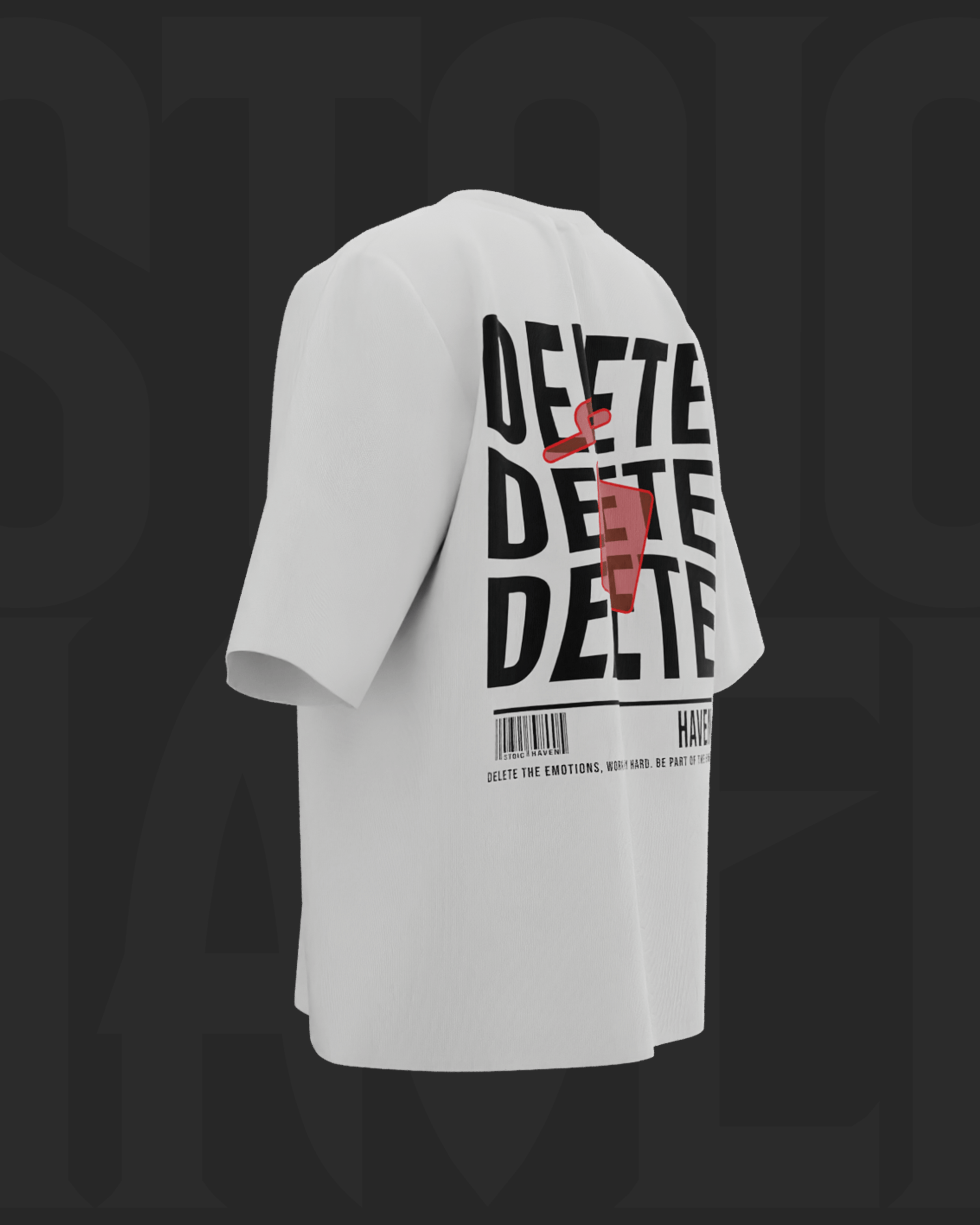 Streetwear-Inspired Delete typographic Premium Oversized T-shirt Stoic Haven