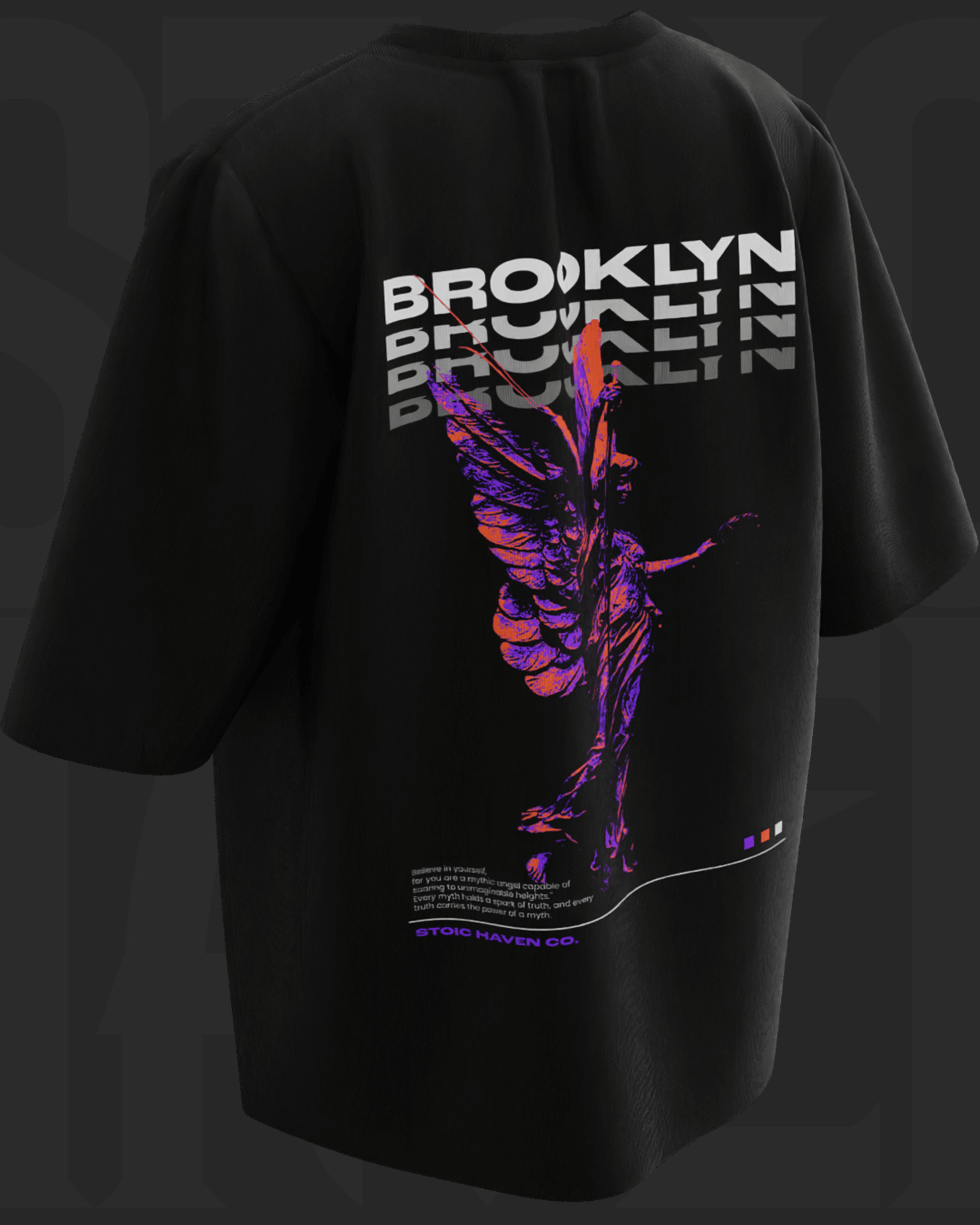 Chic and Comfortable: Brooklyn Angel Premium Black Oversized Tee Stoic Haven